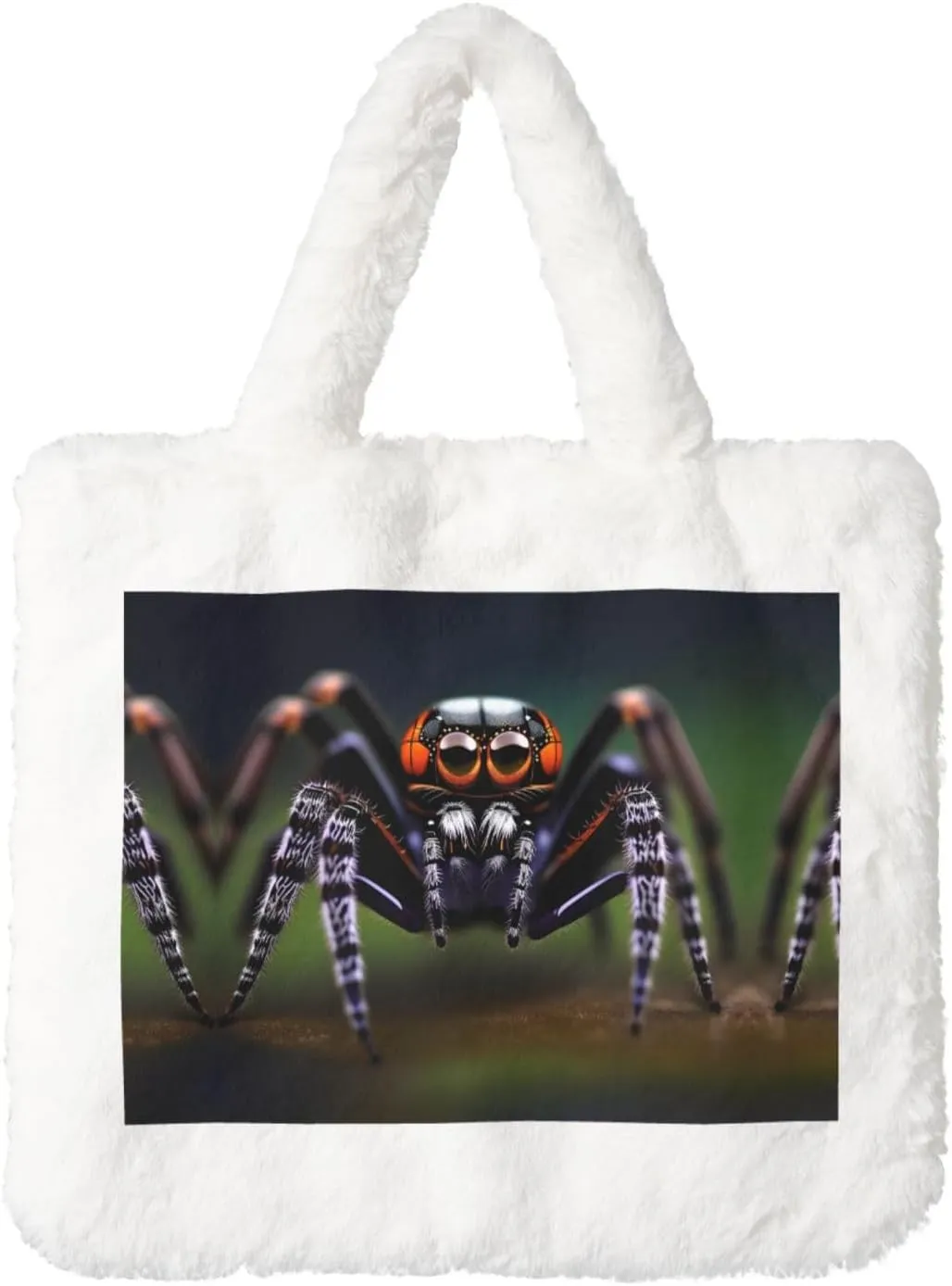 Tropical rainforest spiders Ladies Plush Handbag - Versatile Women's Tote Bag â€“ Ideal for Shopping, Cosmetic Needs, and Festive Gifting, White, One Size