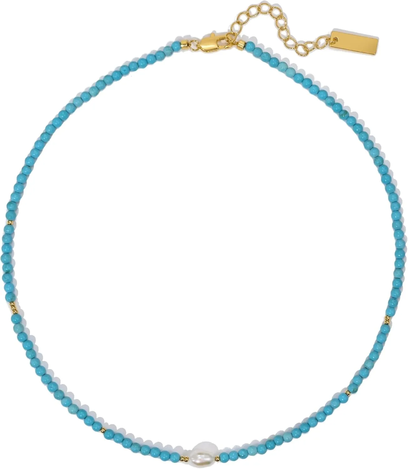 Turquoise Necklace for Women Genuine Freshwater Pearl Pendant Necklace Summer Beach Surf Choker