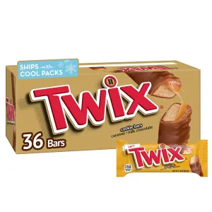 TWIX Bulk Chocolate Candy Individually Wrapped - Full Size, Caramel Chocolate Cookie Candy Bar, 36-Count Box