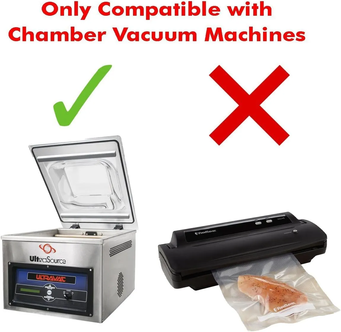 UltraSource - Chamber Machine Pouches 3 Mil Thickness, 7 x 9 inches, Pack of 1000 Vacuum Chamber Pouches, BPA-Free Pre-Cut Chamber Vacuum Sealer Bags with tear notch