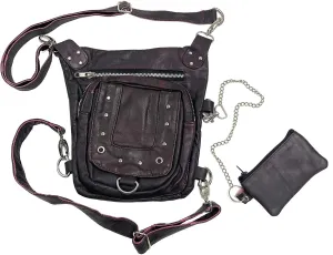 UNIK Women's Studded Side Slinger Genuine Leather Crossbody Bag, Purple