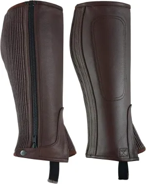 Unisex Adult Top Grain Cow Hide Leather Half Chaps Black and Brown