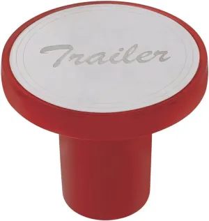 United Pacific 22987 - Air Brake Valve Control Knob - "Trailer" Aluminum Screw- On, With Stainless Plaque - Candy Red