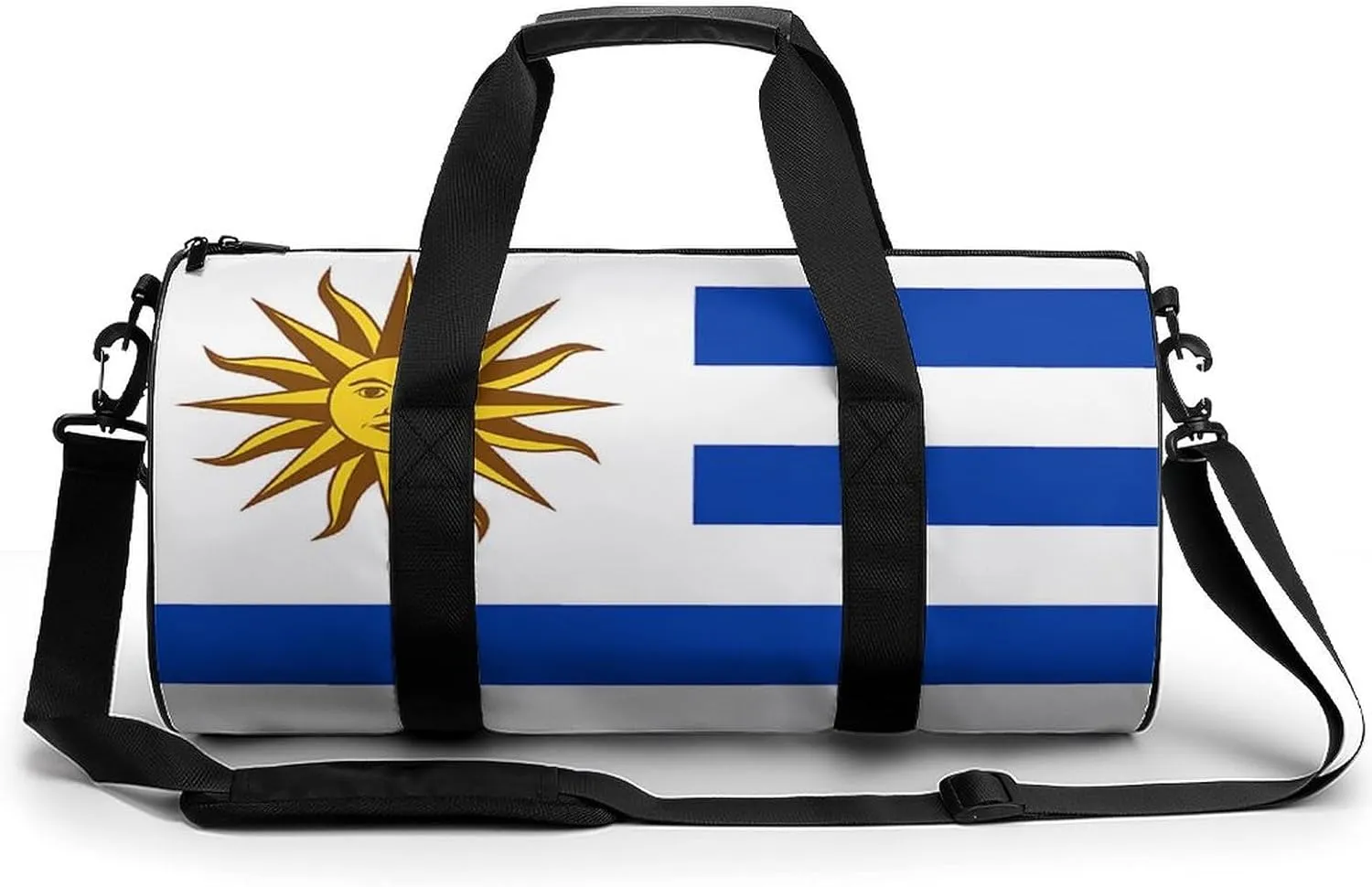 Uruguay Flag Cylindrical Gym Duffle Bag Foldable Weekender Bags Lightweight Travel Handbag