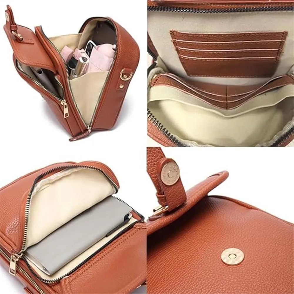 Urvashi Cross Body Bag, Crossbody Leather Bag, Tojoyride Crossbody Bag, Retro Double-Layer Large Capacity Mini Crossbody Bags