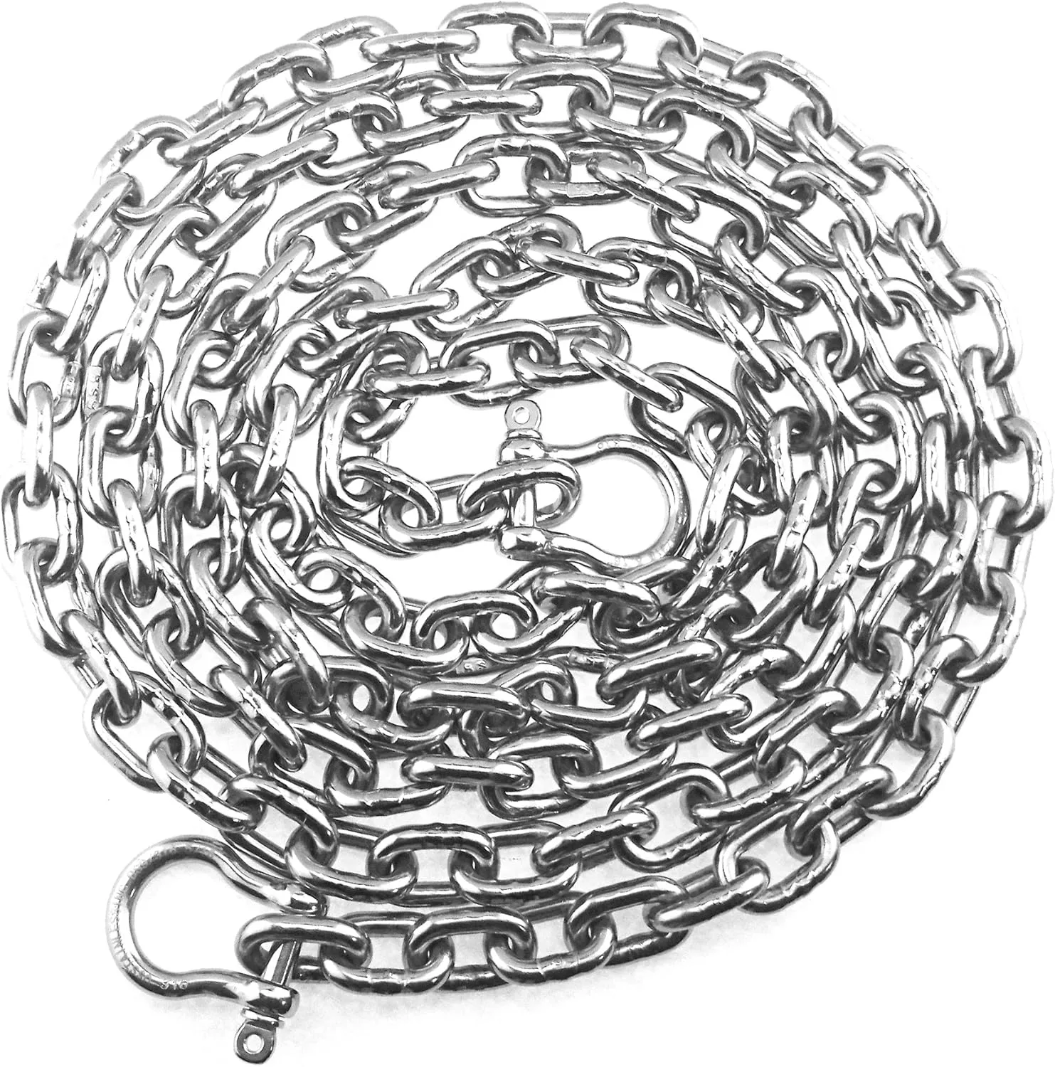 US Stainless Stainless Steel Windlass 3/8" G4 Anchor Chain 316 by 25' Long Including 1/2" Bow Shackles