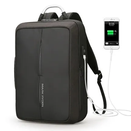 USB Backpack No Key TSA Lock Design Men Business Backpack