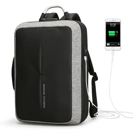 USB Backpack No Key TSA Lock Design Men Business Backpack