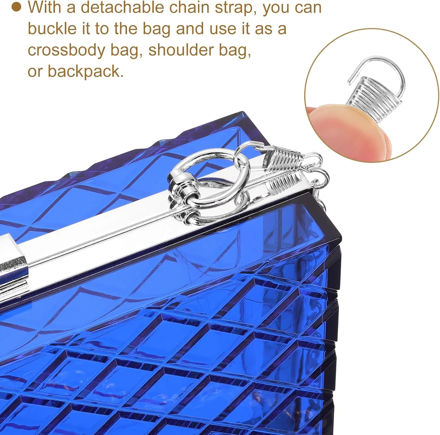 uxcell Women Acrylic Clear Clutch Purses Lattice Evening Handbag Crossbody Bag with Chain for Wedding Prom Party