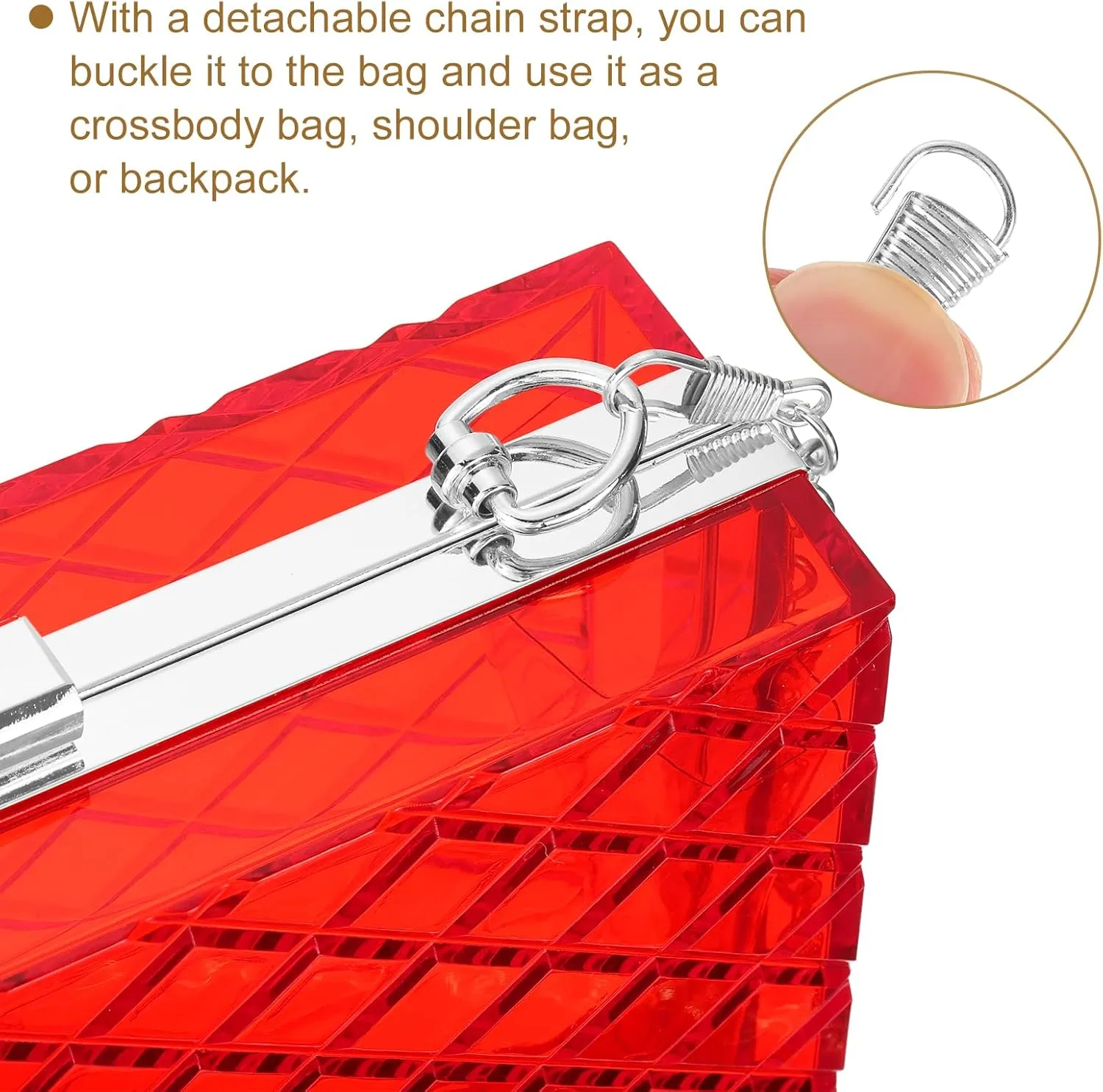 uxcell Women Acrylic Clear Clutch Purses Lattice Evening Handbag Crossbody Bag with Chain for Wedding Prom Party