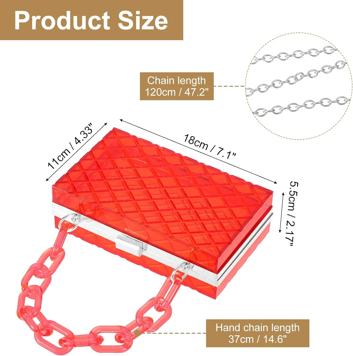 uxcell Women Acrylic Clear Clutch Purses Lattice Evening Handbag Crossbody Bag with Chain for Wedding Prom Party