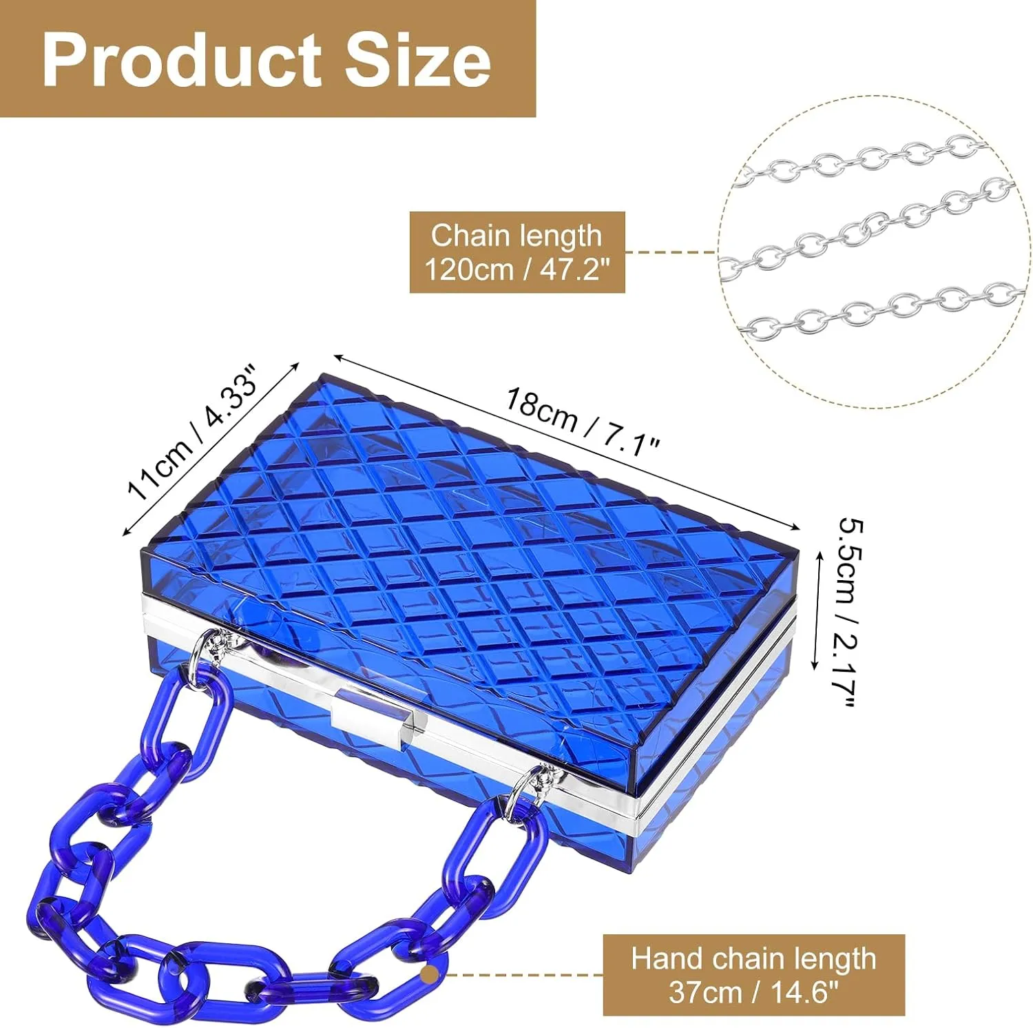 uxcell Women Acrylic Clear Clutch Purses Lattice Evening Handbag Crossbody Bag with Chain for Wedding Prom Party