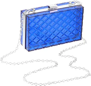 uxcell Women Acrylic Clear Clutch Purses Lattice Evening Handbag Crossbody Bag with Chain for Wedding Prom Party
