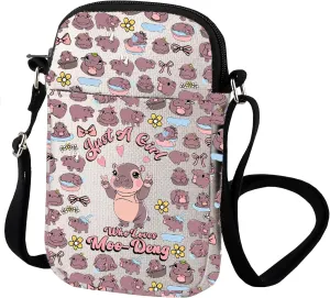 VAMSII Moo Deng Crossbody Bag Hippo Lover Club Hippopotamus Gift Hippo Viral Memes Hippo Lover Travel Shoulder Bag