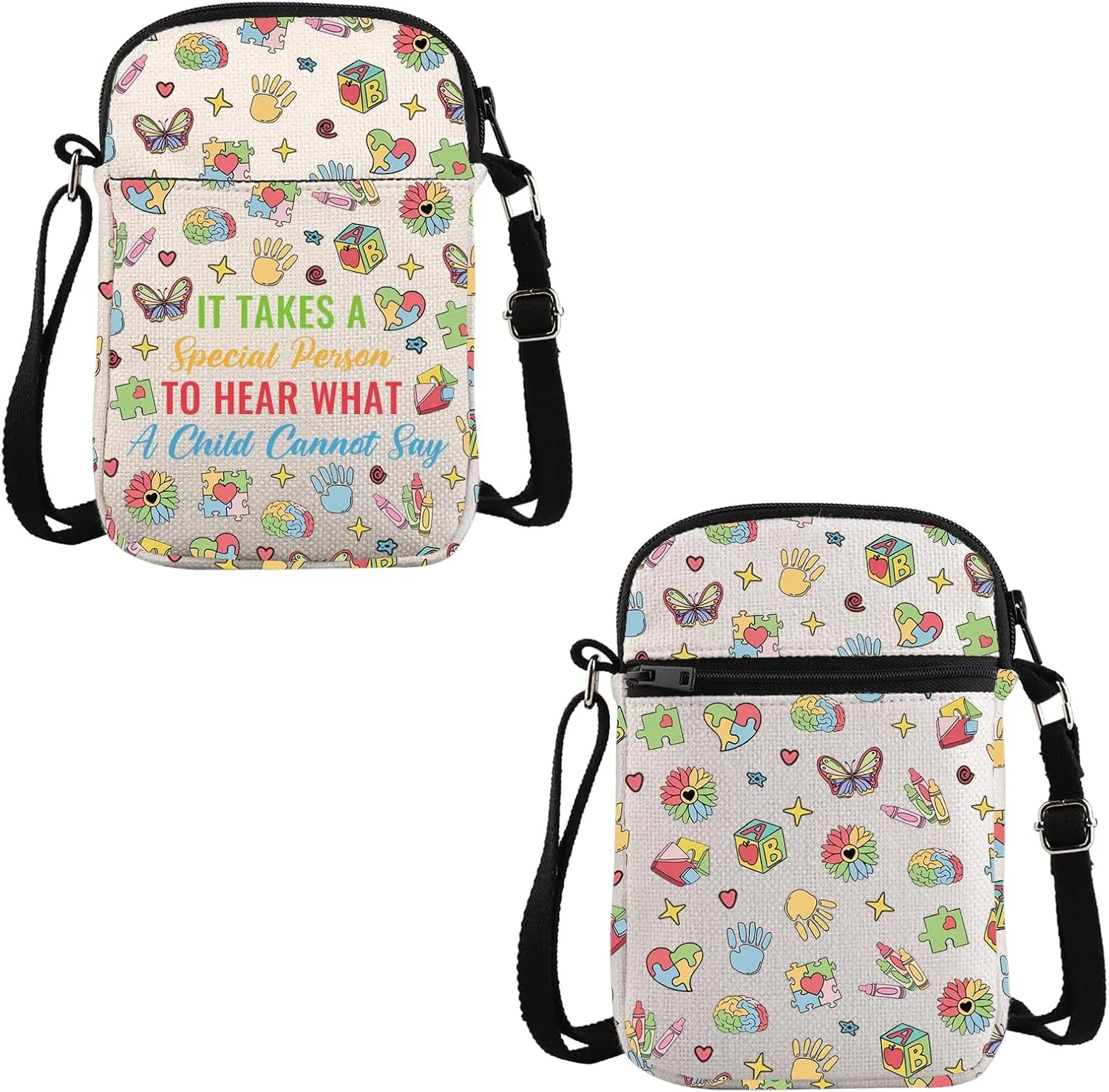 VAMSII Sped Teacher Appreciation Gift Hear What A Child Cannot Say Crossbody Bag Sped Squad Travel Bag