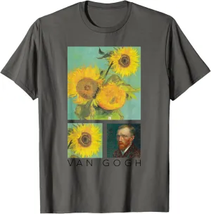 Van Gogh Sunflowers Painting Collage with Self-Portrait T-Shirt