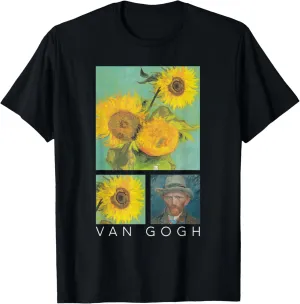 Van Gogh Sunflowers Painting Collage with Self-Portrait T-Shirt