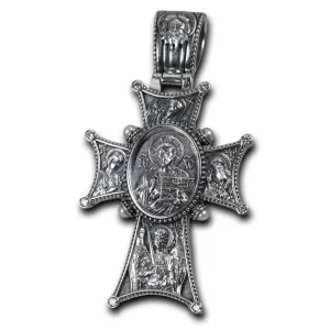 ✪VARTOVAR JEWELRY✪ IC XC Pendant with White Stones, 3.5mm Wheat Braided (Spiga) Chain, Orthodox, Christian Silver Jewelry Accessories