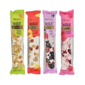 Vergani Mix Fruit Nougat Candy Bars - Delicious Candy, Nutritious Snack | Gluten-Free | Pack of 4, Net Wt. 100g/ 3.5 oz Each
