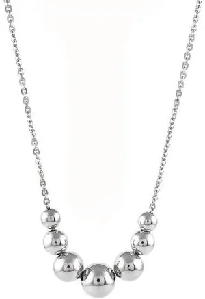 Verona Jewelers Sterling Silver Graduated Bead Ball Necklace For Women- Bead station Necklace