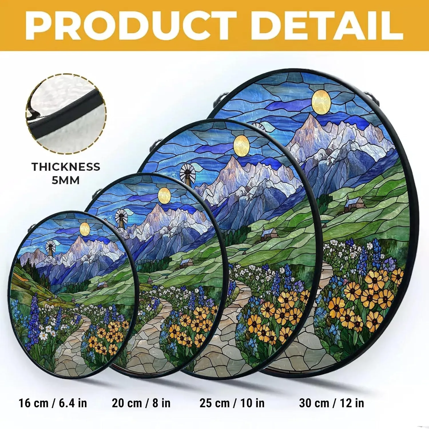 Veronica Alpine Path Suncatcher Window Hanging Handmade Stained Glass Suncatchers Decoration with Metal Chain Outdoor Garden Decor Gift for Women Christmas Thanksgiving FhUINn