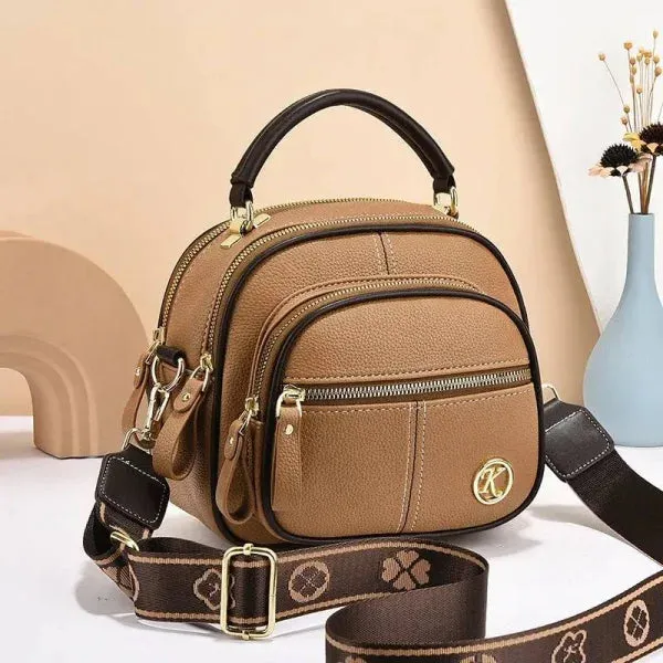 Versatile Multi-Zipper Crossbody Portable Fashion Shoulder Handbag