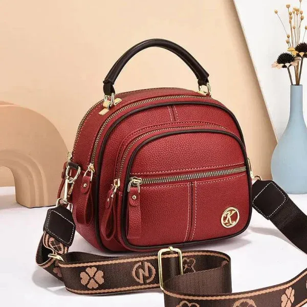Versatile Multi-Zipper Crossbody Portable Fashion Shoulder Handbag