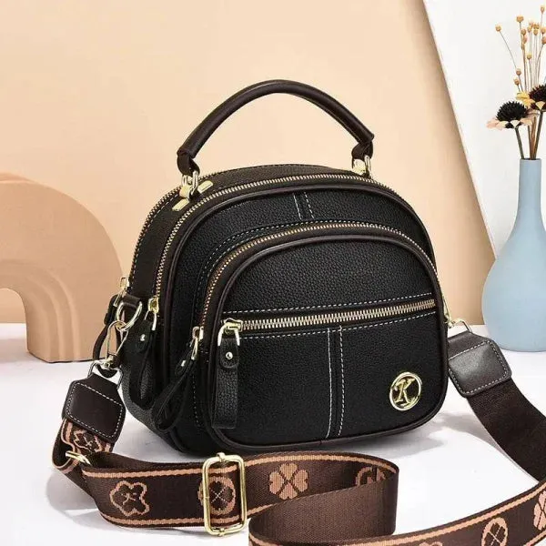Versatile Multi-Zipper Crossbody Portable Fashion Shoulder Handbag