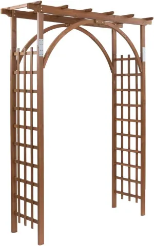 VINGLI 85in Wooden Arbor, Wedding Arch for Ceremony, Wood Trellis for Plant Climbing, Christmas Decor Pergola for Garden Backyard, Lawn (Brown)