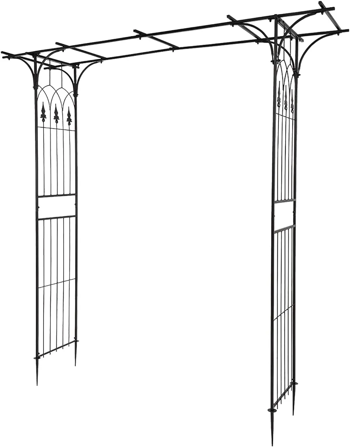 VINGLI Garden Arbor, Arch Archway for Wedding Ceremony Party, Steel Garden Trellis for Plant Climbing, Christmas Decorations Pergola for Backyard, Lawn (Black)