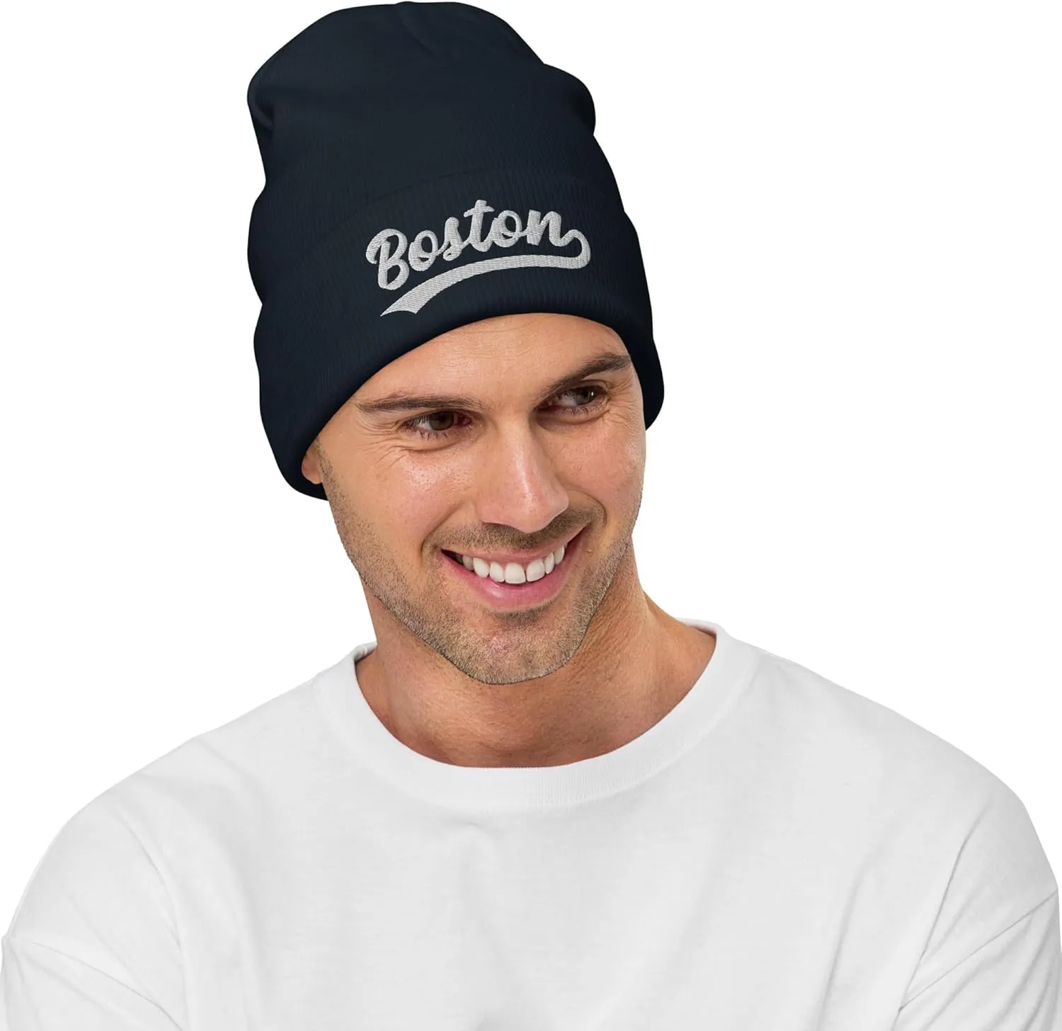 Vintage Boston Sports Script Retro Winter Beanie Hat Cap