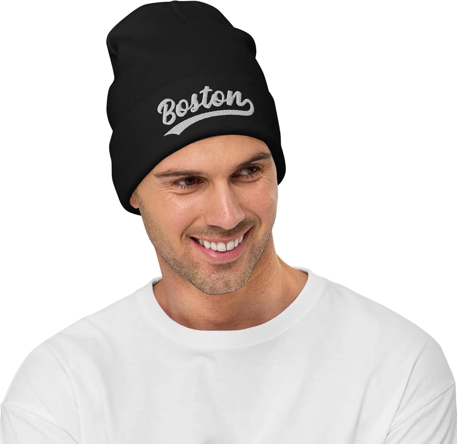 Vintage Boston Sports Script Retro Winter Beanie Hat Cap