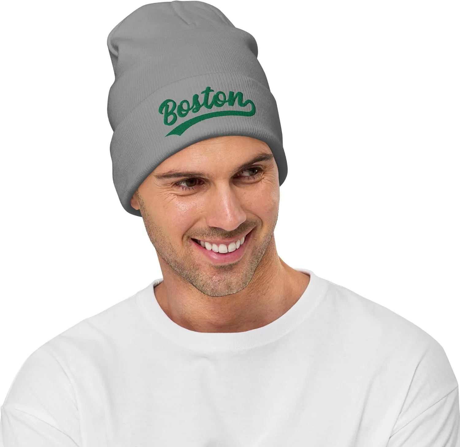 Vintage Boston Sports Script Retro Winter Beanie Hat Cap