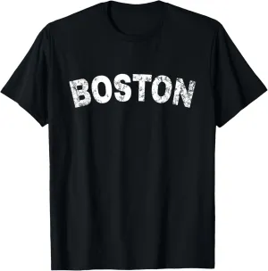 Vintage Boston White Text Apparel T-Shirt
