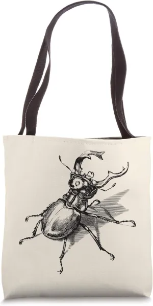 Vintage retro stag beetle scientific illustration entomology Tote Bag