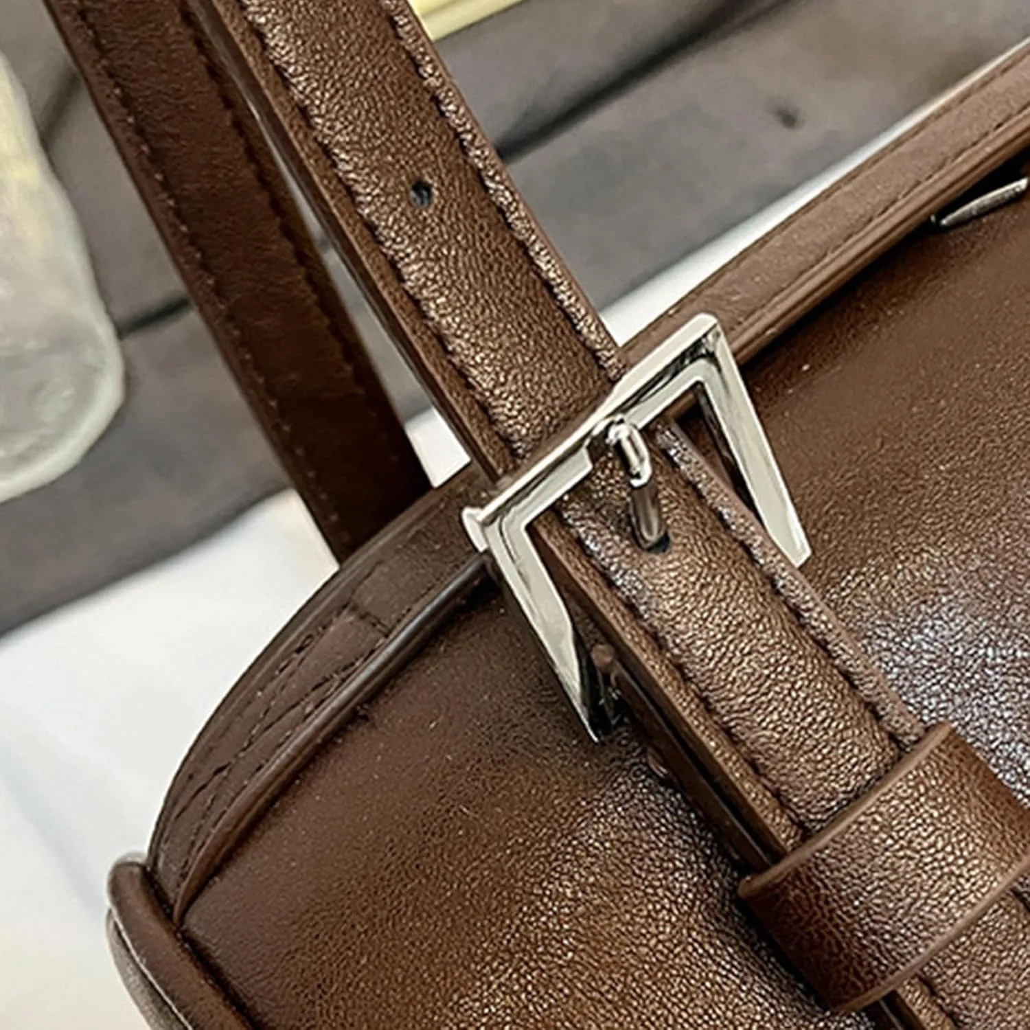 Vintage Soft Leather Cylinder Shoulder Bag For Women 2025 Winter Fashion Crossbody Handbag PU Leather Underarm Bags, Coffee, 28x14x14cm