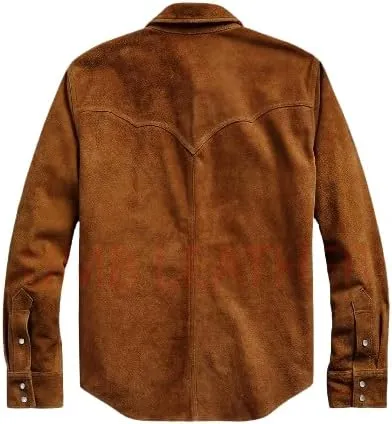 Vintage Trucker Leather Suede Jacket Men - Classic Denim Biker Jacket, Cafe Racer Jacket Western Cowboy Jacket