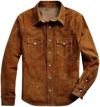 Vintage Trucker Leather Suede Jacket Men - Classic Denim Biker Jacket, Cafe Racer Jacket Western Cowboy Jacket