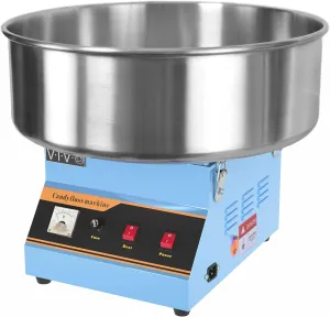 VIVO Blue 1030W Electric Cotton Candy Machine, Commercial Candy Floss Maker, 20 inch Stainless Steel Bowl with Sugar Scoop, Easy Home Use, CANDY-V001B