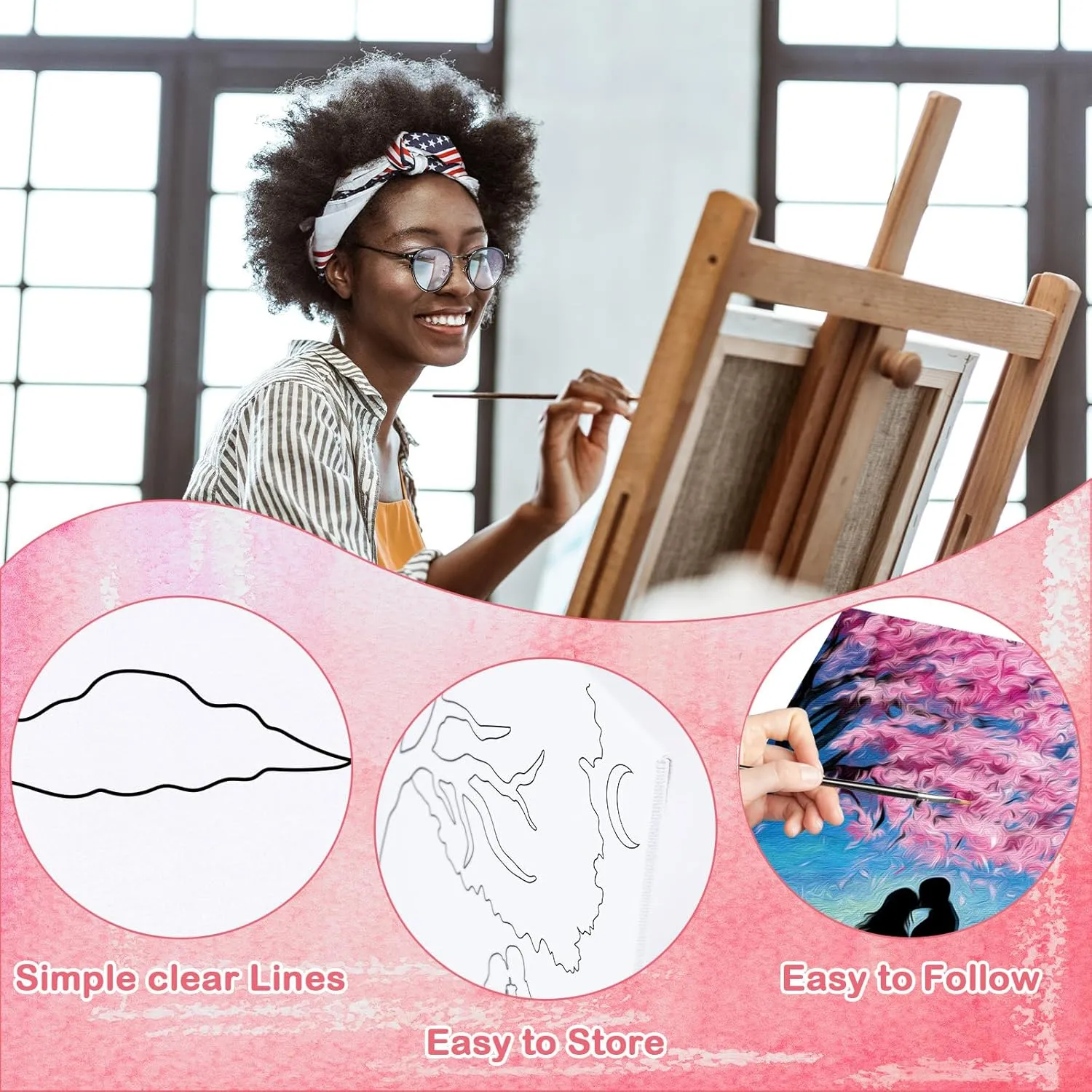 VOCHIC 16 Pcs Sip and Paint Pre Drawn Canvas for Adult Beginner Painting Art Set Stretched Outline Canvas for Couples Date Night Party Supplies Gift(8x10in)