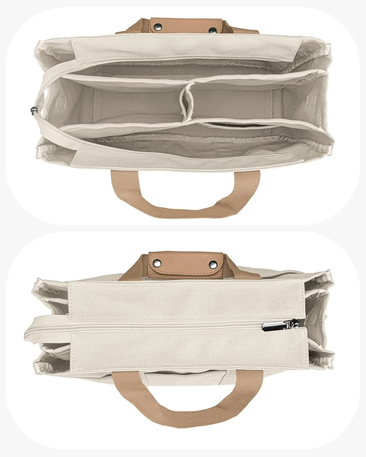 VOFANK Canvas Tote Bag for Women with Zipper and Compartments Large Work Bible Bag Crossbody Shoulder Bag Travel Handbag