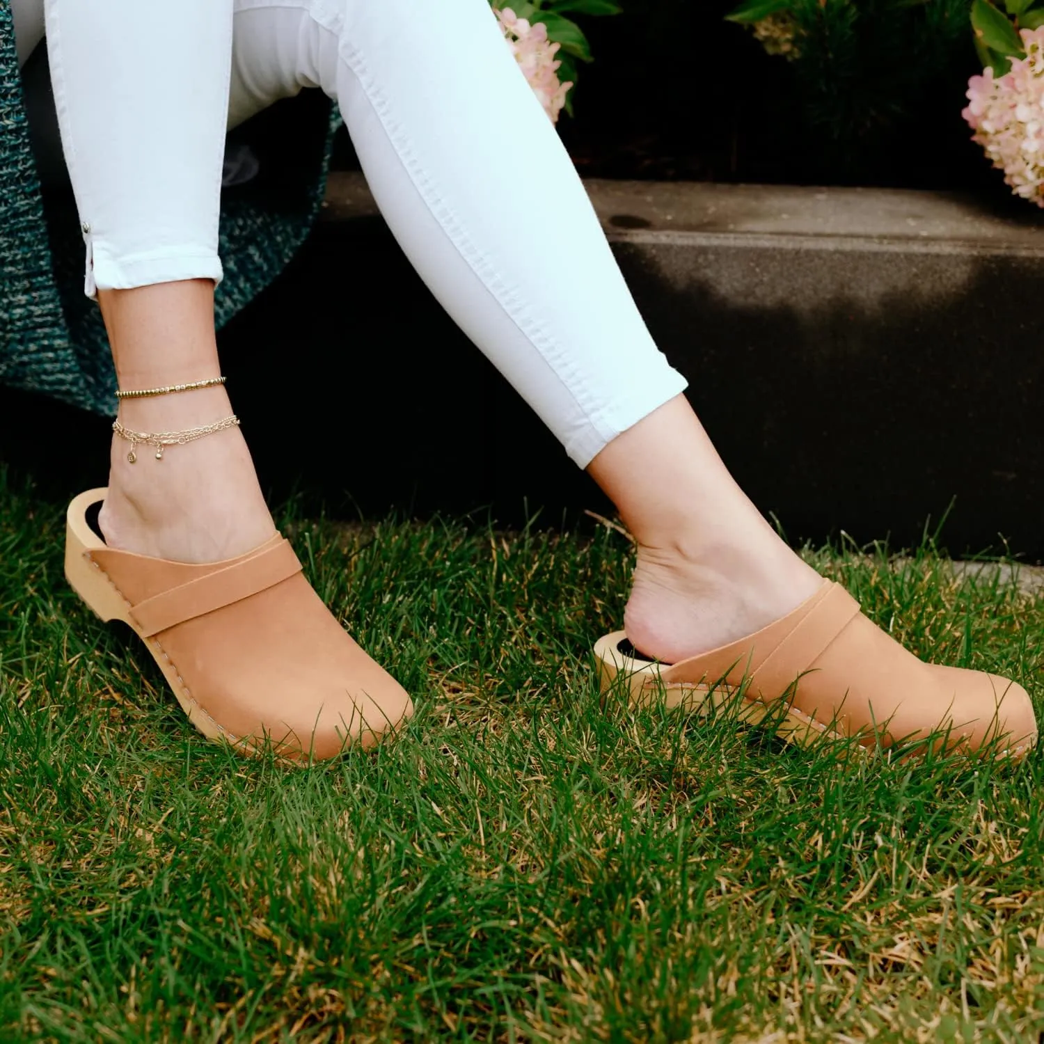 Vollsjo Women's Genuine Leather Wooden Clogs Made in EU