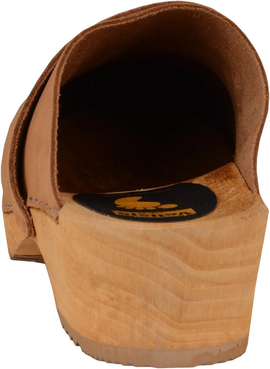 Vollsjo Women's Genuine Leather Wooden Clogs Made in EU