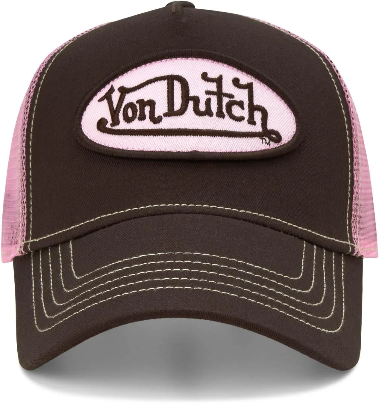 Von Dutch Unisex Trucker Hat - Curved Bill Mesh Back Retro Classic Adjustable Snapback Baseball Cap for Men and Women