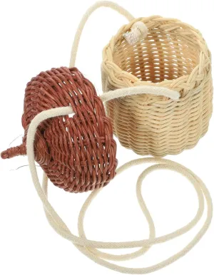 VOSAREA Decorative Rattan Purse Woven Handbag Photography Prop for Crossbody Bag for Storing Candy Cookies More Adorable Accessory for Unique Photos