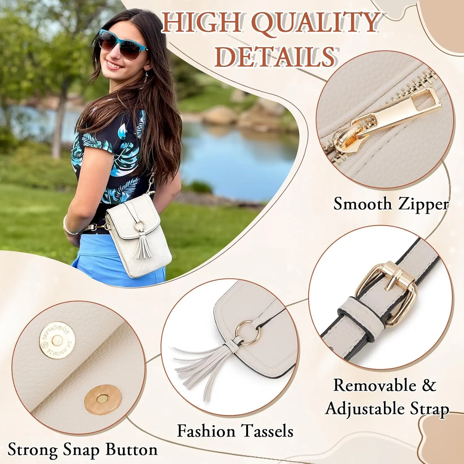 VX VONXURY Small Crossbody Bag for Women, PU Leather Cross Body Cell Phone Purse Shoulder Bag with Adjustable Strap