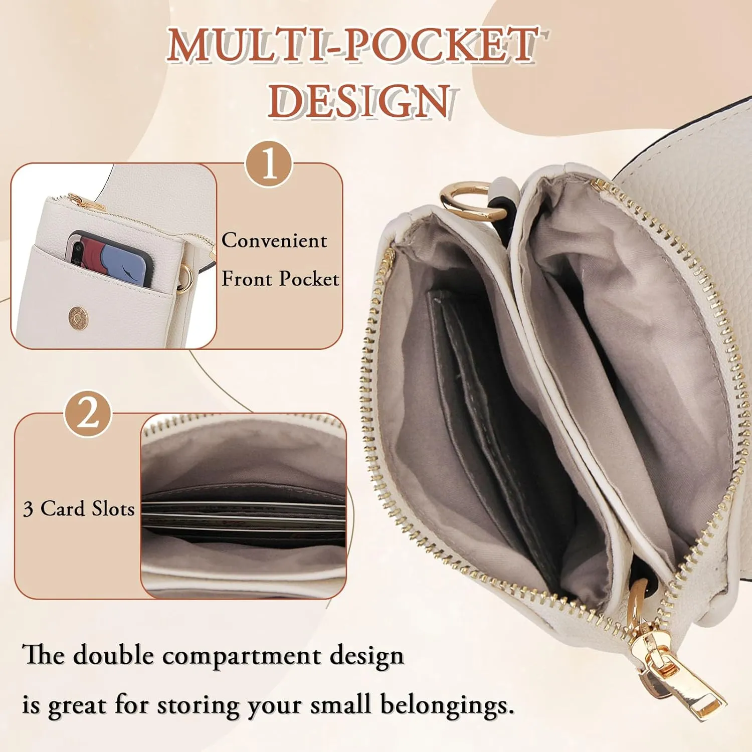 VX VONXURY Small Crossbody Bag for Women, PU Leather Cross Body Cell Phone Purse Shoulder Bag with Adjustable Strap