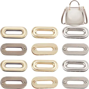 WADORN 12pcs Alloy Eyelets Grommets, 3 Color Metal Screw-in Together Eyelets 25mm Oval Grommet Snap Hole O-Ring Bag Loop Connector for DIY Handbag Clothes Curtain Leathercraft Making Hardware