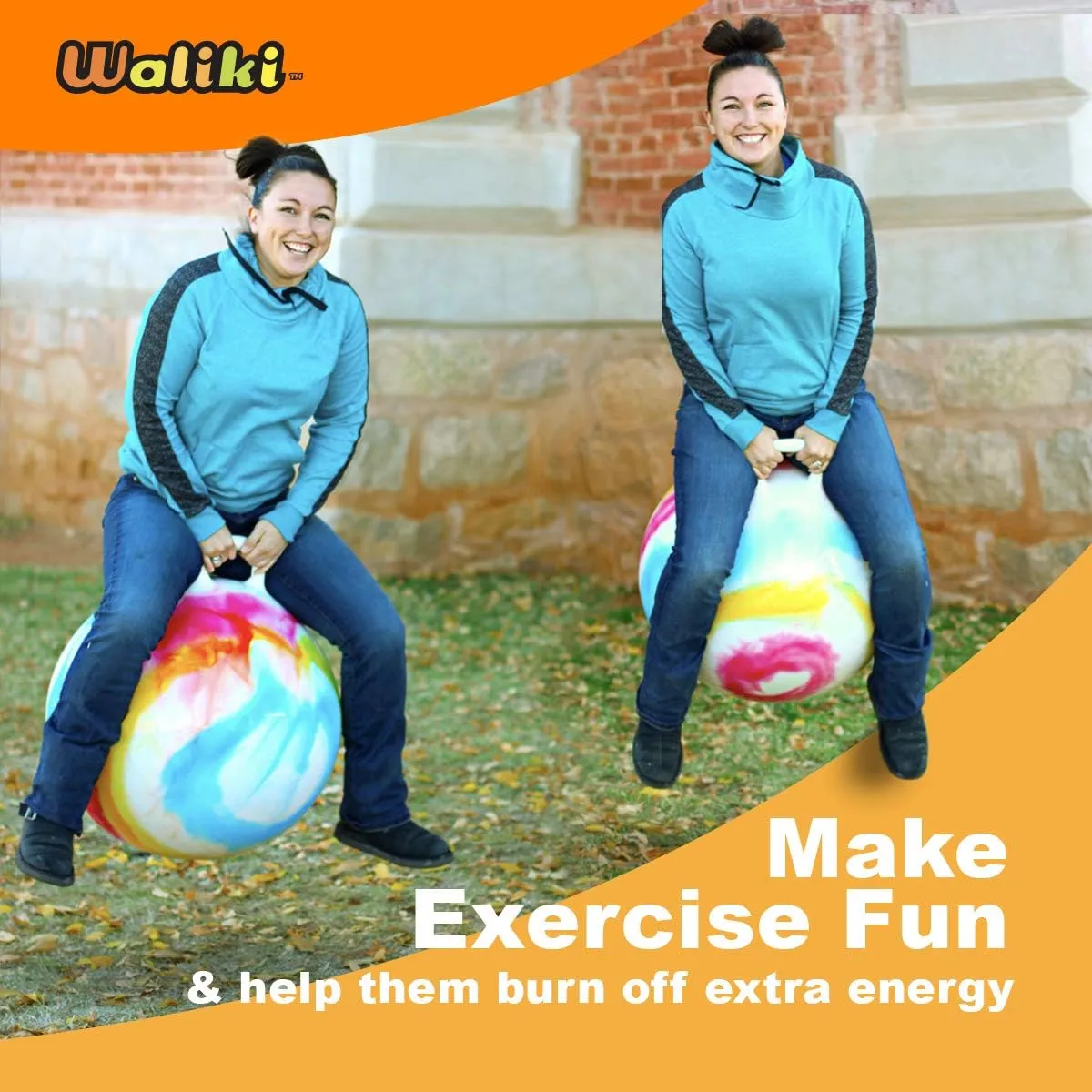 WALIKI Hopper Ball for Adults | 29-Inch Hippity Hop Ball | Jumping & Hopping Ball for Mom, Dad, Grandparents, and Fun Races | Tie-Dye