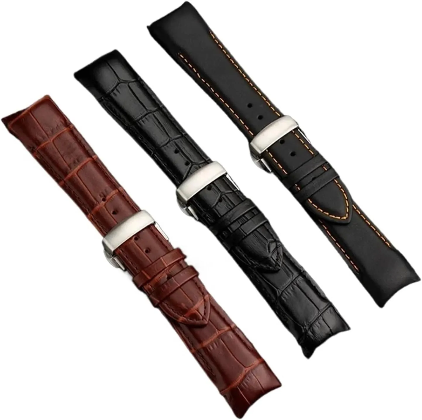Watch Strap Compatible with Tissot 1853 Couturier T035 Genuine Leather Band T035410 T035407 T035617(Brown-no Buckle,22mm)